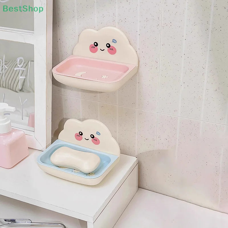 Cloud Soap Dish – Wall-Mounted Double-Layer Holder, Punch-Free