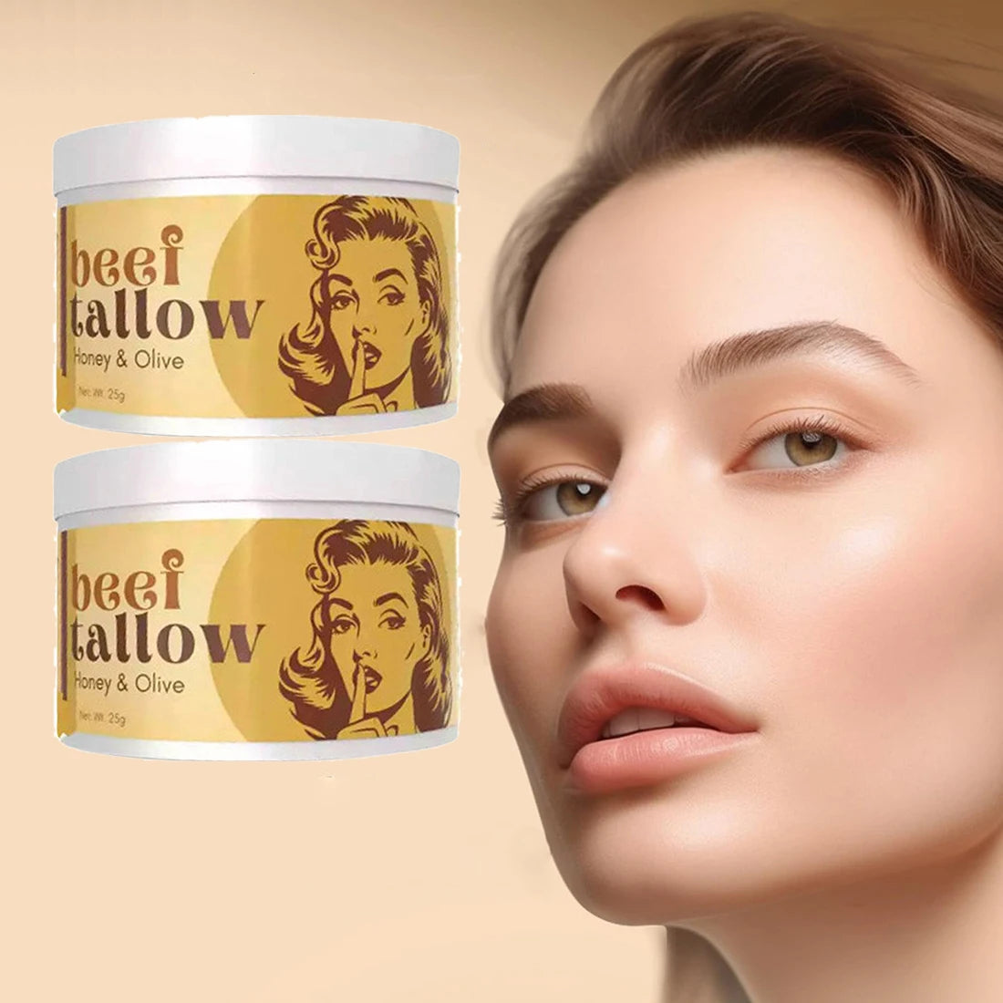 1/2PCS Whipped Beef Tallow And Honey Balm Moisturizing Beef Tallow Face Cream Body Lotion Grass Fed Grass Finished Face Cream Oasis Select