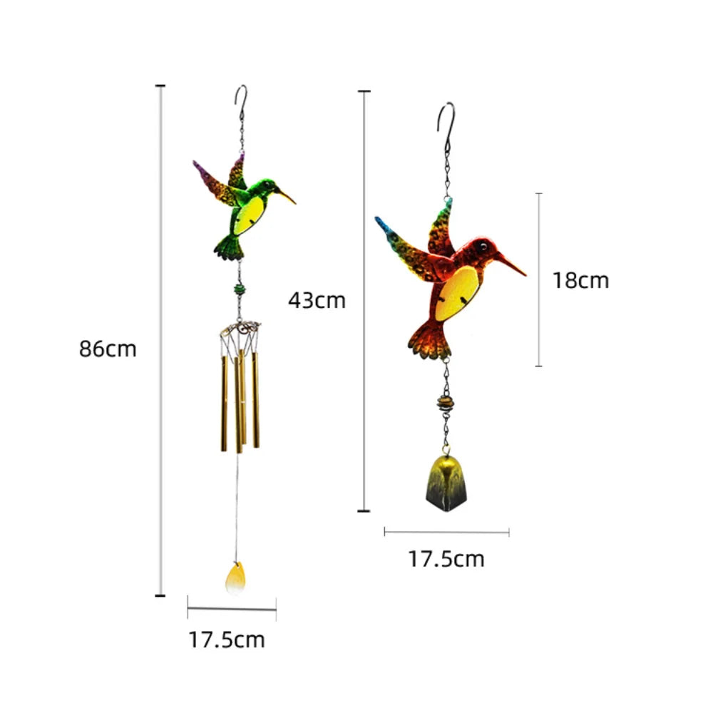 Wind Chime Hummingbirds Dragonflies Metal Glass Painted Crafts Hanging Pendants Bell Aluminum Pipe Home Courtyard Hanging Decors Oasis Select