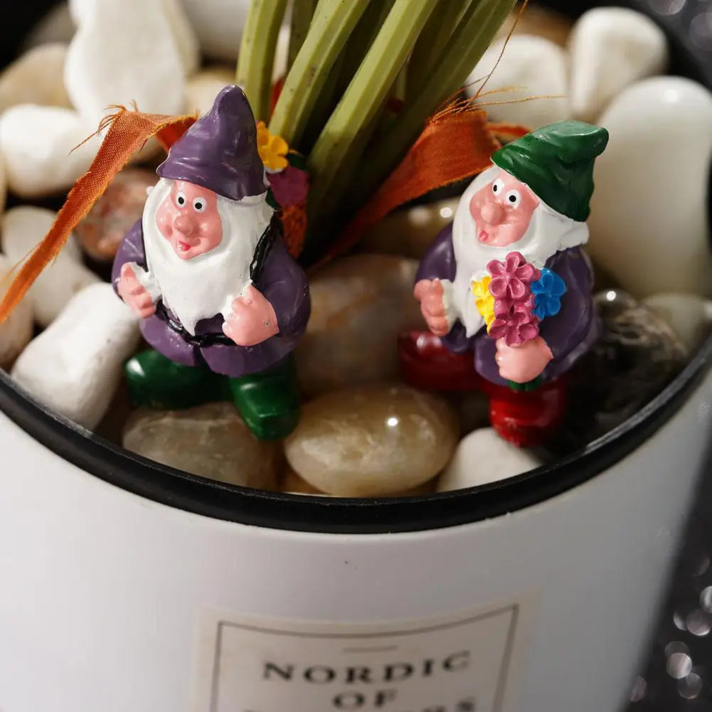 7pcs Mini Garden Gnome Figurines Resin Dwarf Ornaments for Moss Micro Landscape Terrarium Pot Decorative Accessories Oasis Select