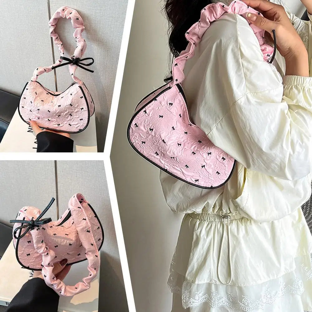 Korean Bow Shoulder Bag – Large Canvas Hobo Handbag for Women