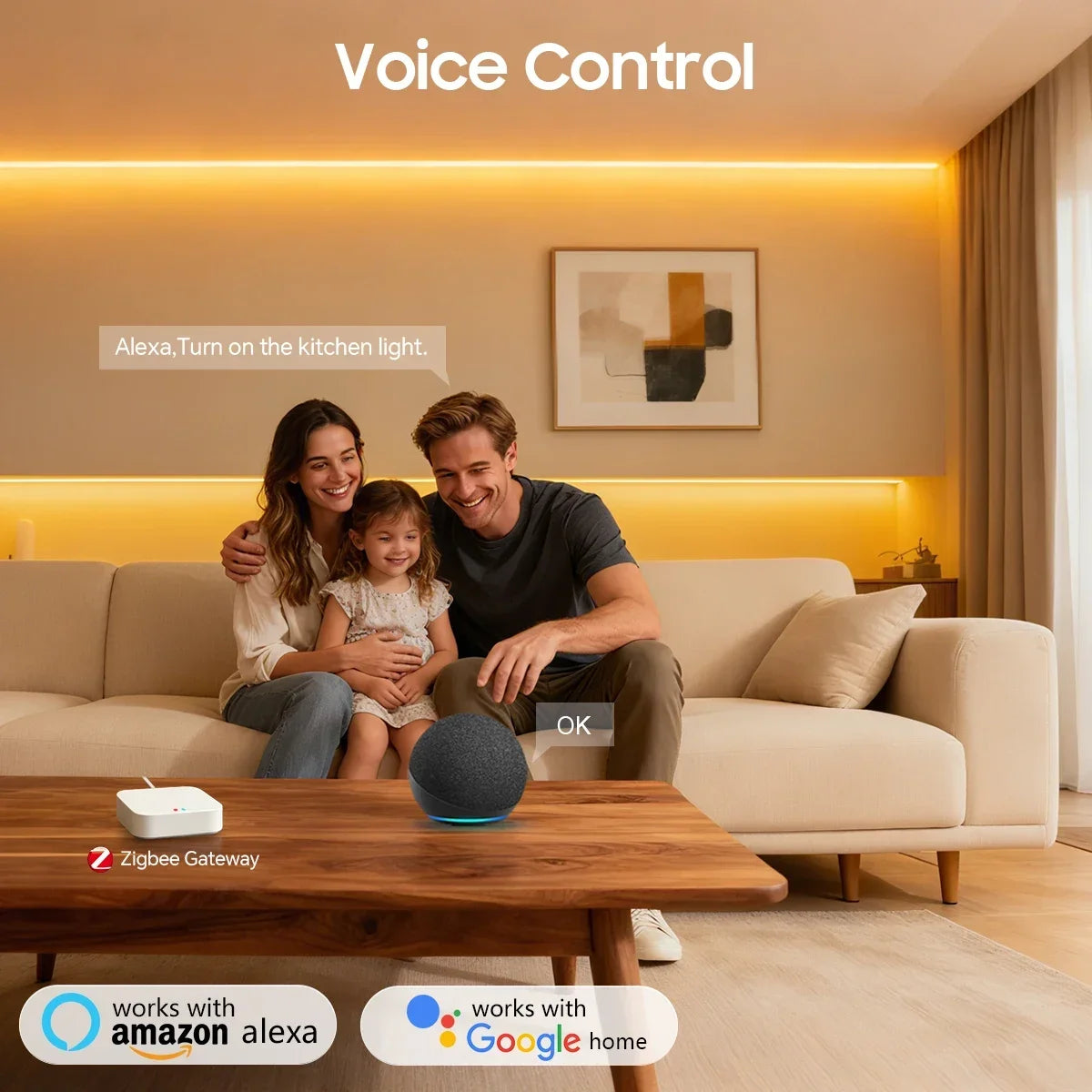 Zigbee 3.0 24V Neon LED Strip Light APP Control Brightness Adjustment 100% Pure Silicone Tube Kitchen Cabinet Lamp Zigbee Switch Oasis Select