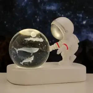 Astronaut Night Light Desktop Small Ornaments Decorative Crystal Ball Birthday Gift for Boys and Girls Decoration Oasis Select Love Whale USB gift packae