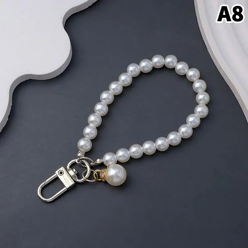 Simulated Pearl Keychain – Beaded Bag Charm & Phone Pendant