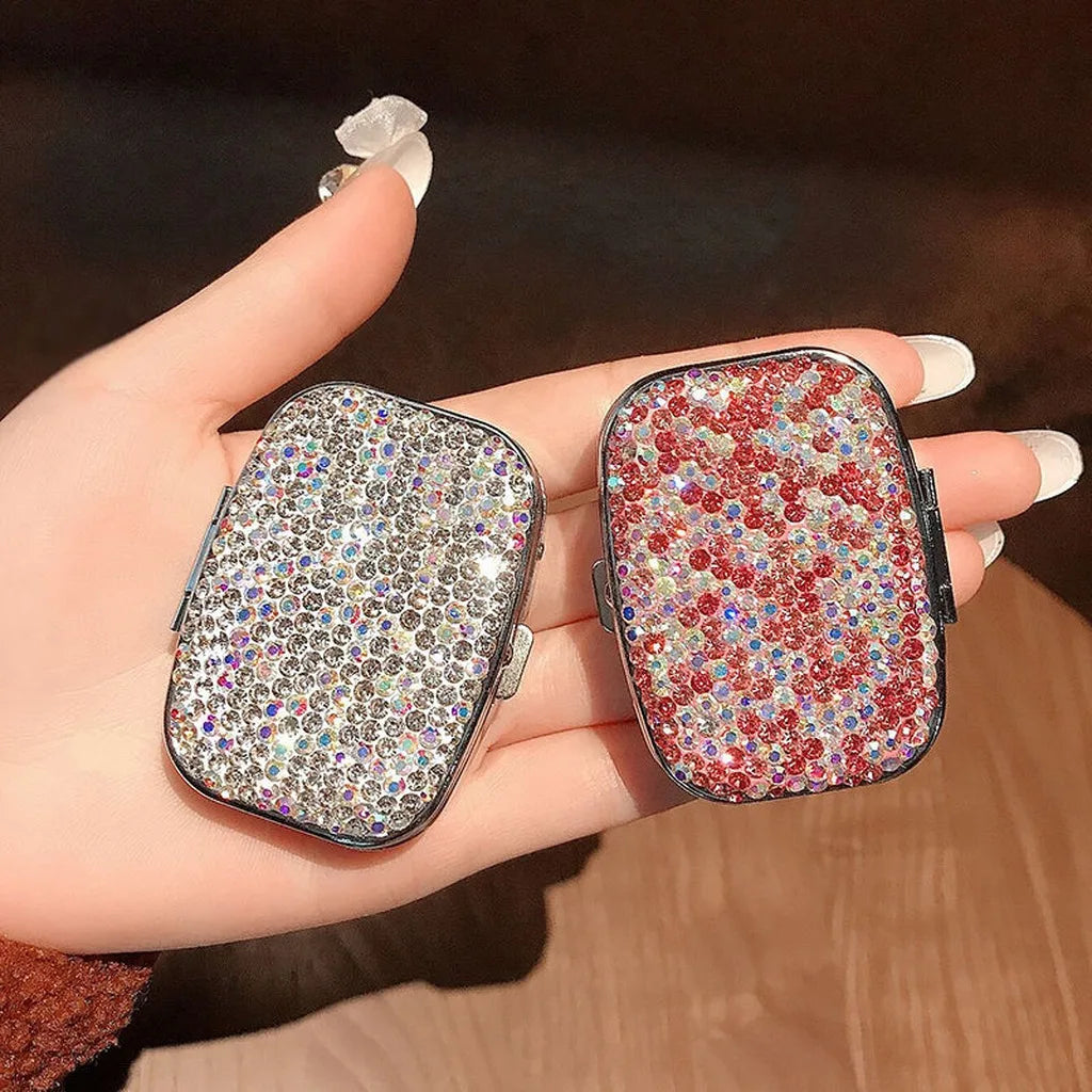 Rhinestone Pill Box with Mirror – 1, 2 or 4 Compartments