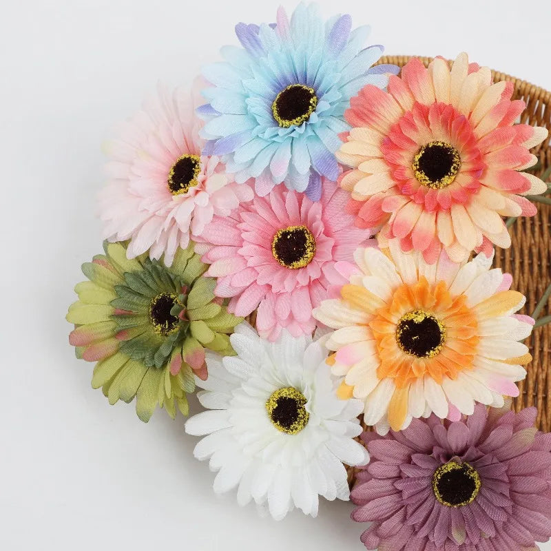 6Pcs Artificial Silk Gerbera Flowers Wedding Bouquet Home Table Hotel Pastoral Decor Floral Arrangement Ornament Oasis Select