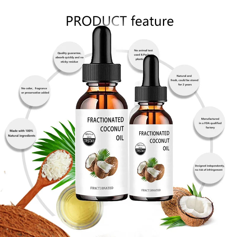 Fractionated Coconut Oil 100% pure coconut can moisturize, soften and care for dry and cracked skin, Oasis Select