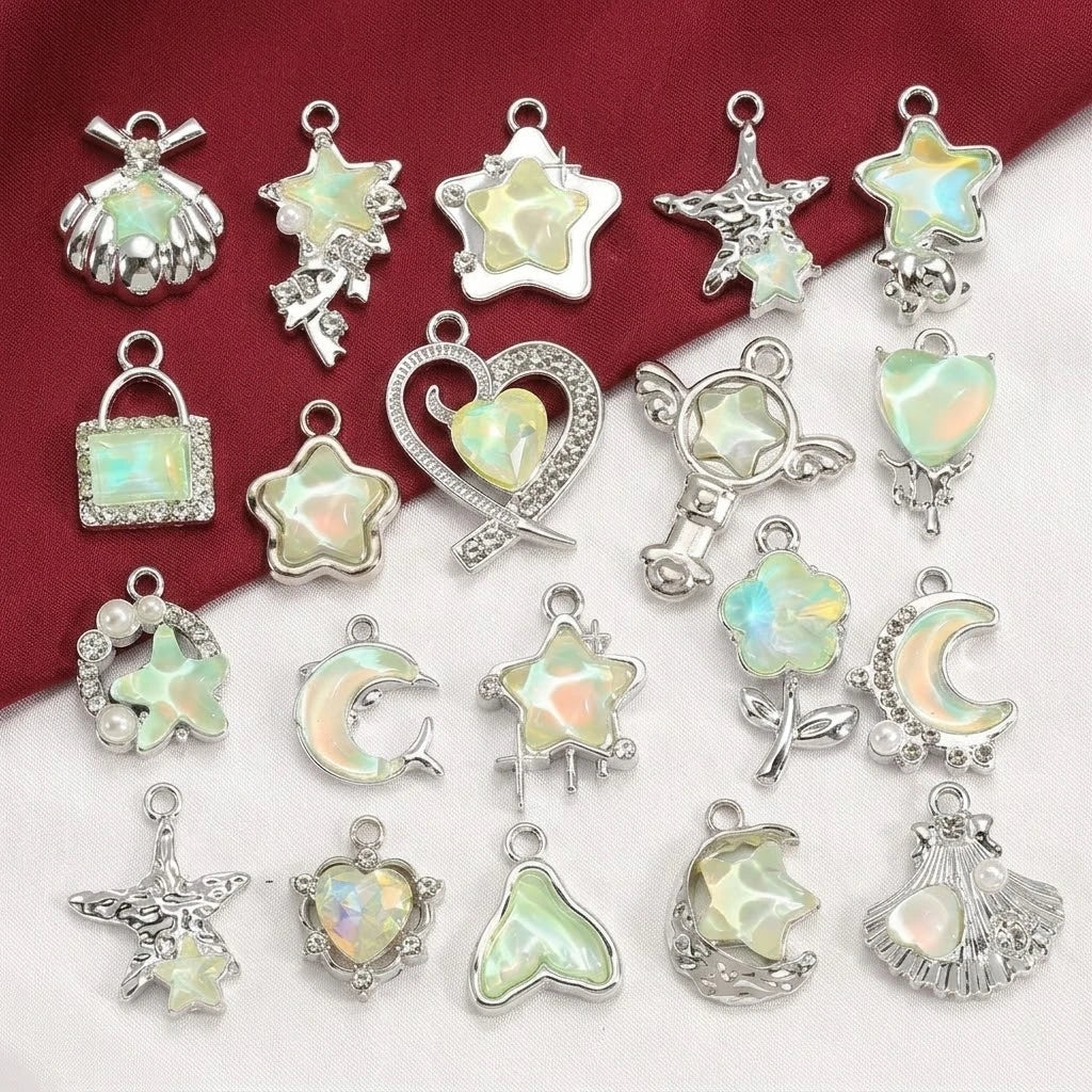 10pcs Purple Pink Heart Enamel Charms Y2K Gothic Style Pendants For Making DIY Handmade Findings Accessories Necklace Jewelry Oasis Select Green