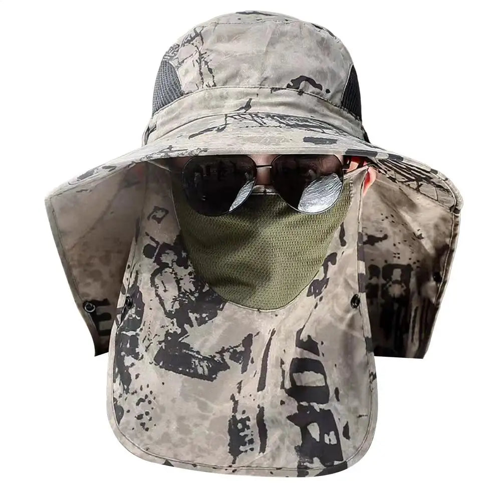 UV Protection Hat Hiking Hat with Face Cover and Neck Flap Detachable UPF50 Cap Breathable Bucket Cap For Fishing Backpacking Oasis Select Khaki