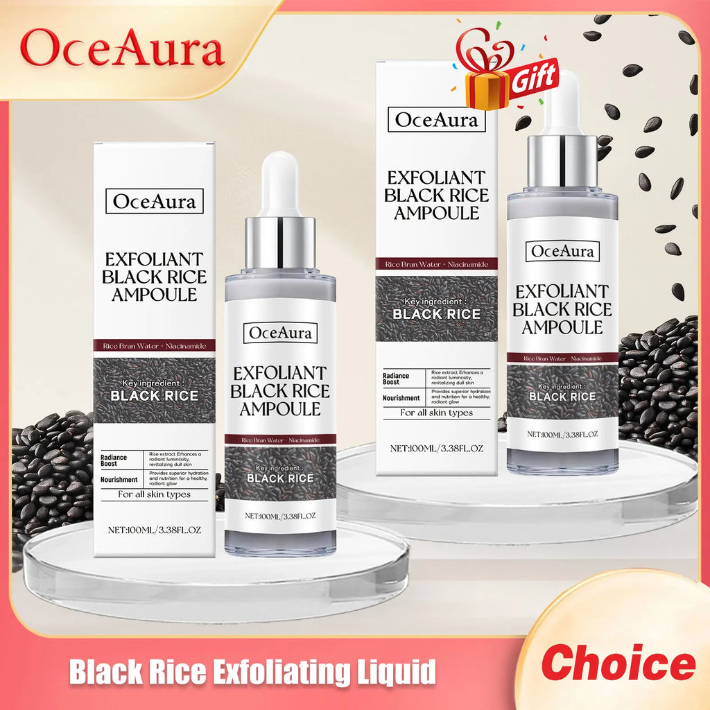 Oceaura Black Rice Exfoliating Liquid Deeply Cleansing Shrink Pores Nourish Oil Control Remove Dead Skin Body Exfoliate Serums Oasis Select
