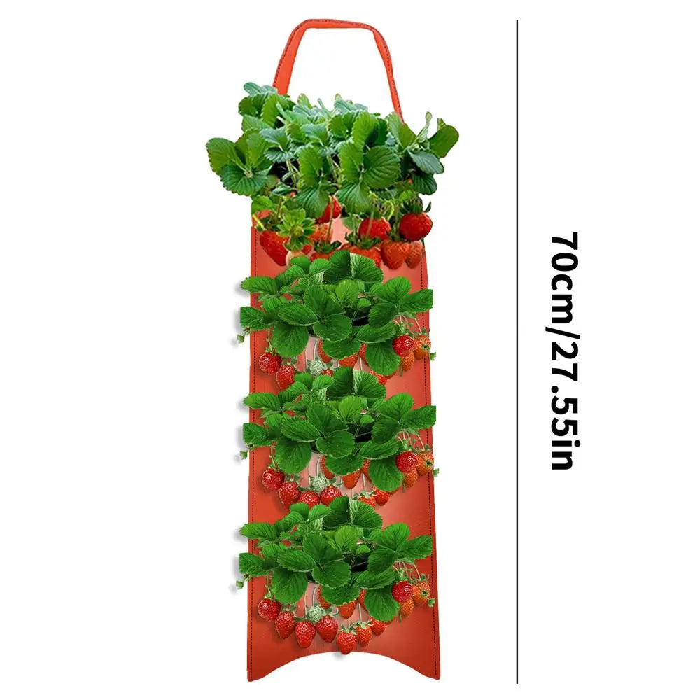 Tomato Planter Bag 8-Hole Hangable Fabric Pouch For Plant Aeration & Growth Gardening Bags For Tomatoes Roses Carrots Potatoes Oasis Select Red 4 holes