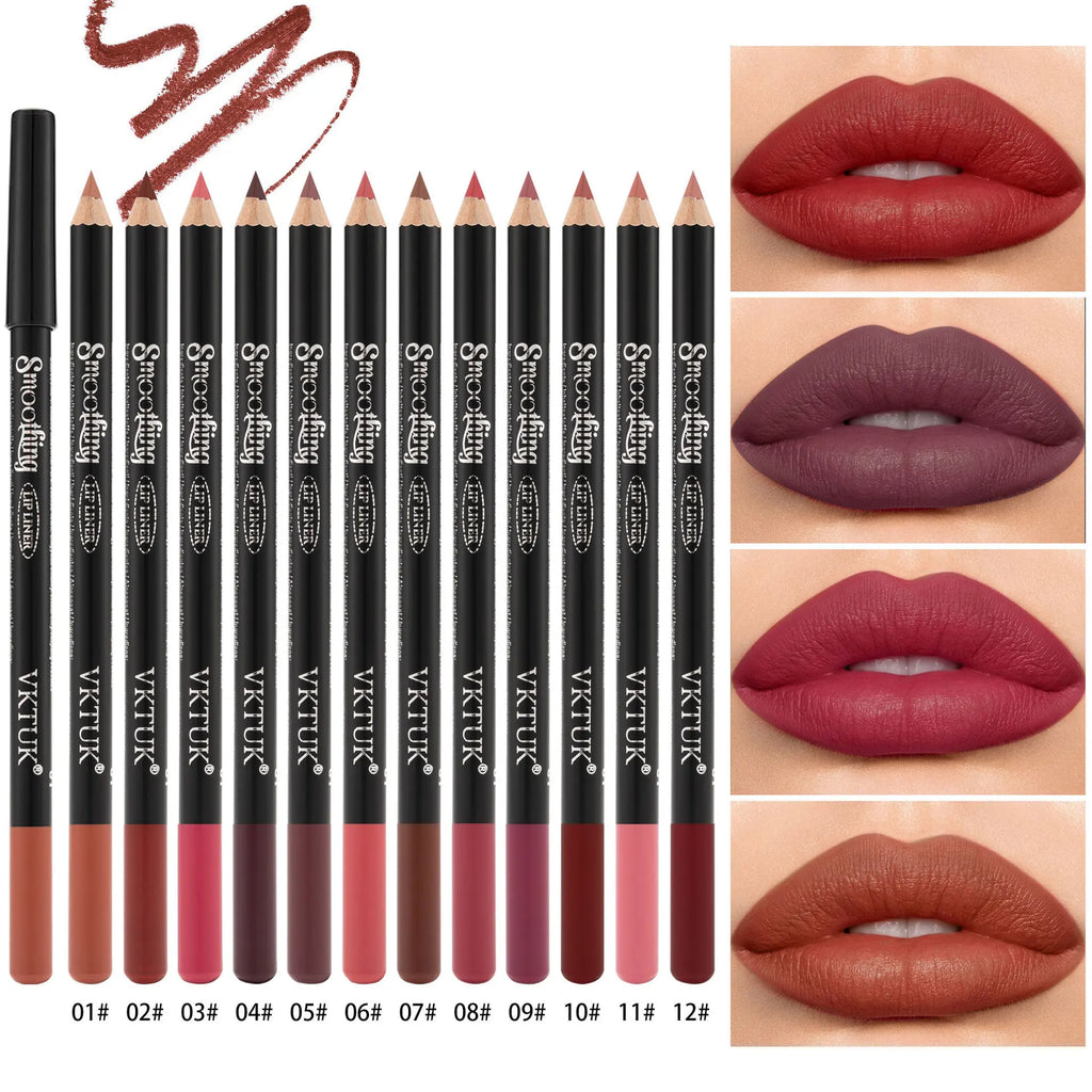 12-Piece Matte Lip Liner Set – Long-Lasting All Skin Tones