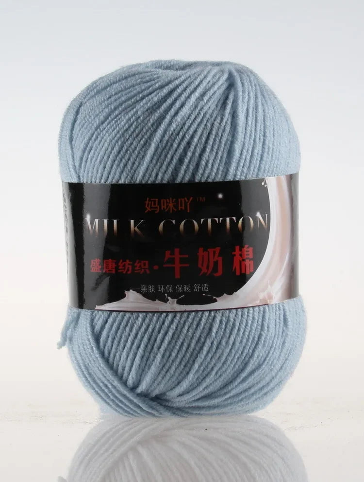 DIY Three Strands Graded Section Dyed Wool Medium Fine Cotton Thread Hand Crochet Doll Milk Cotton Thread Crochet Yarn Oasis Select White and Gray