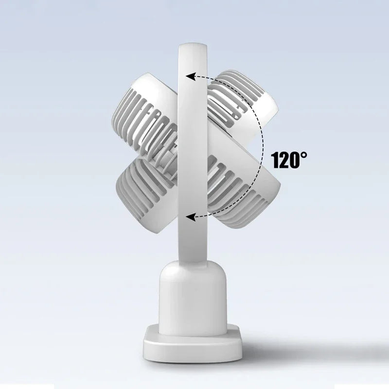URGGU Mini USB Rechargeable Desk Fan with LED Light – 3-Speed