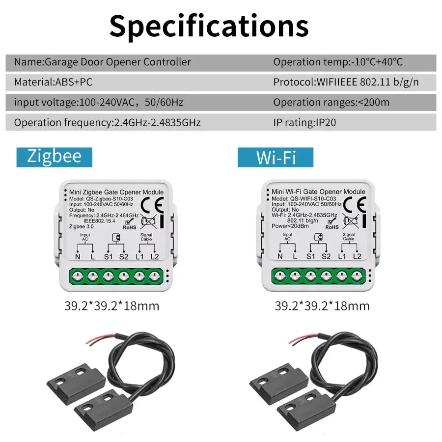 Tuya Smart WiFi & Zigbee Garage Door Opener Switch Module Smart Switch Module Oasis Select