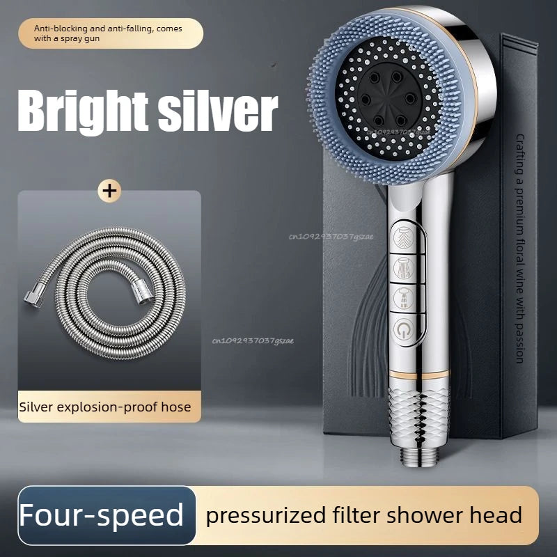 Shower Head 4 Modes Self-cleaning Water Saving Adjustable High Pressure Showerhead Handheld Spray Hangable Bathroom Accessories Oasis Select style 3