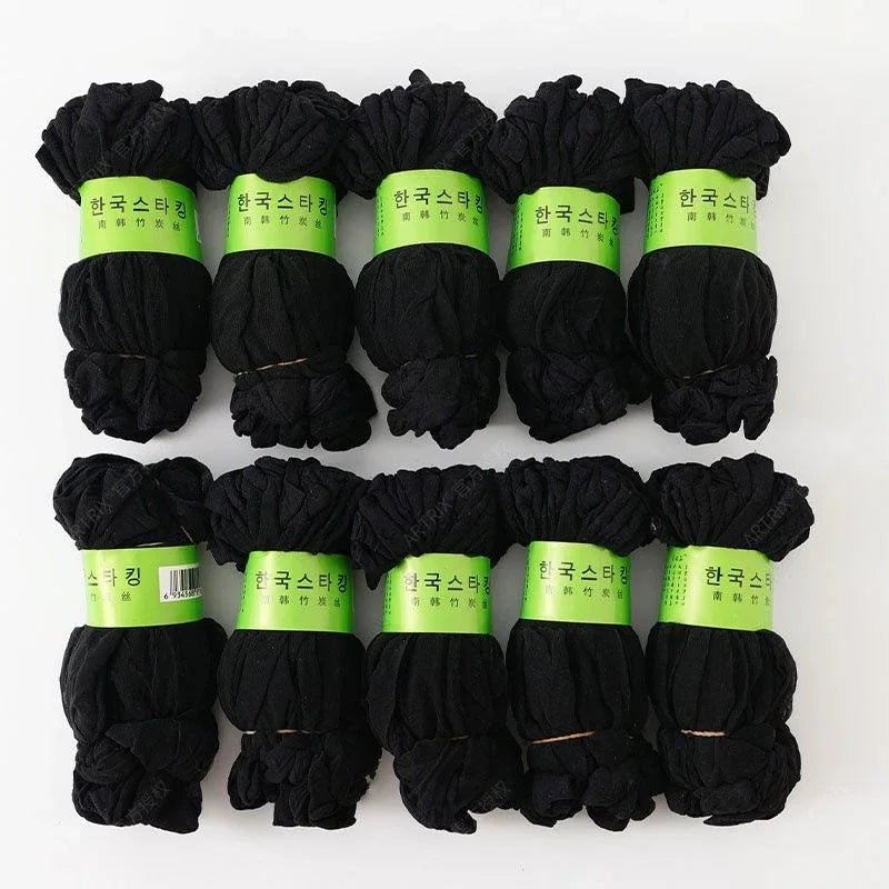 10/20/30Pairs Transparent Summer Socks Ultrathin Women Nylon Ladies Female Short Ankle Meias Elastic Crystal Spring Silk Sox Oasis Select 10pairs Black