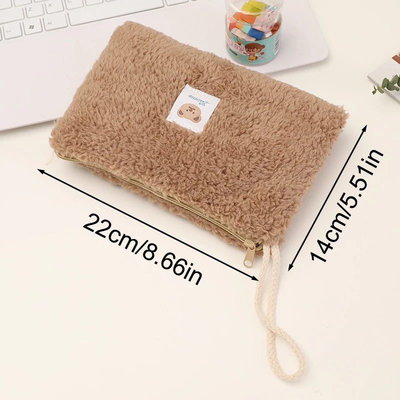 Large Capacity Cute Plush Travel Cosmetic Lipstick Storage Bag Women Makeup Kits Handbags Organizer Wallet Pencil Case Pouch Bag Oasis Select