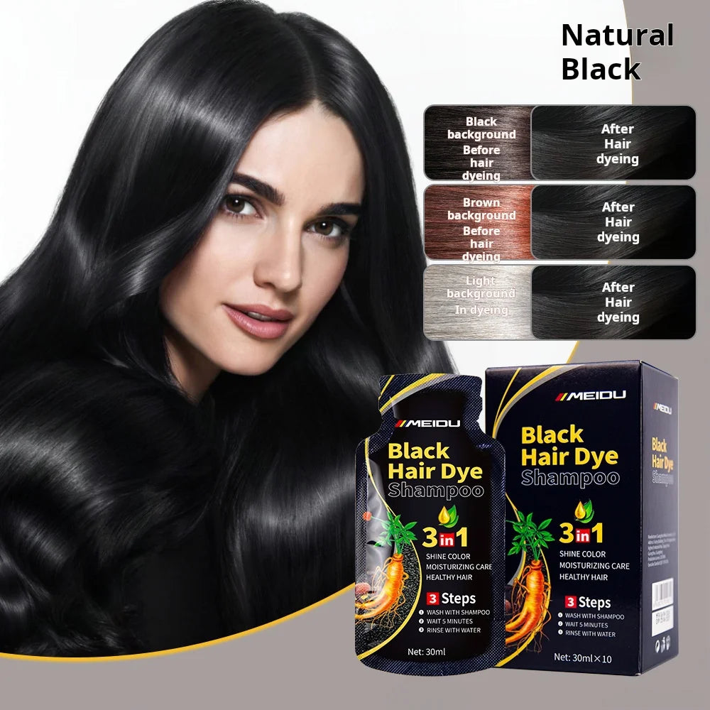 Meidu 3-in-1 Hair Dye Shampoo – Instant Gray to Black, 30ml Hair Dye Shampoo Oasis Select