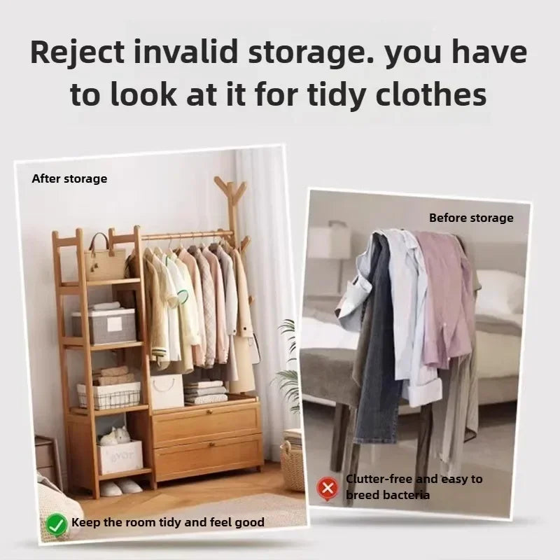 Multi-functional Floor mounted clothes hanger, bedroom home clothes rack, simple indoor storage rack, clothes rack, storage rack Oasis Select