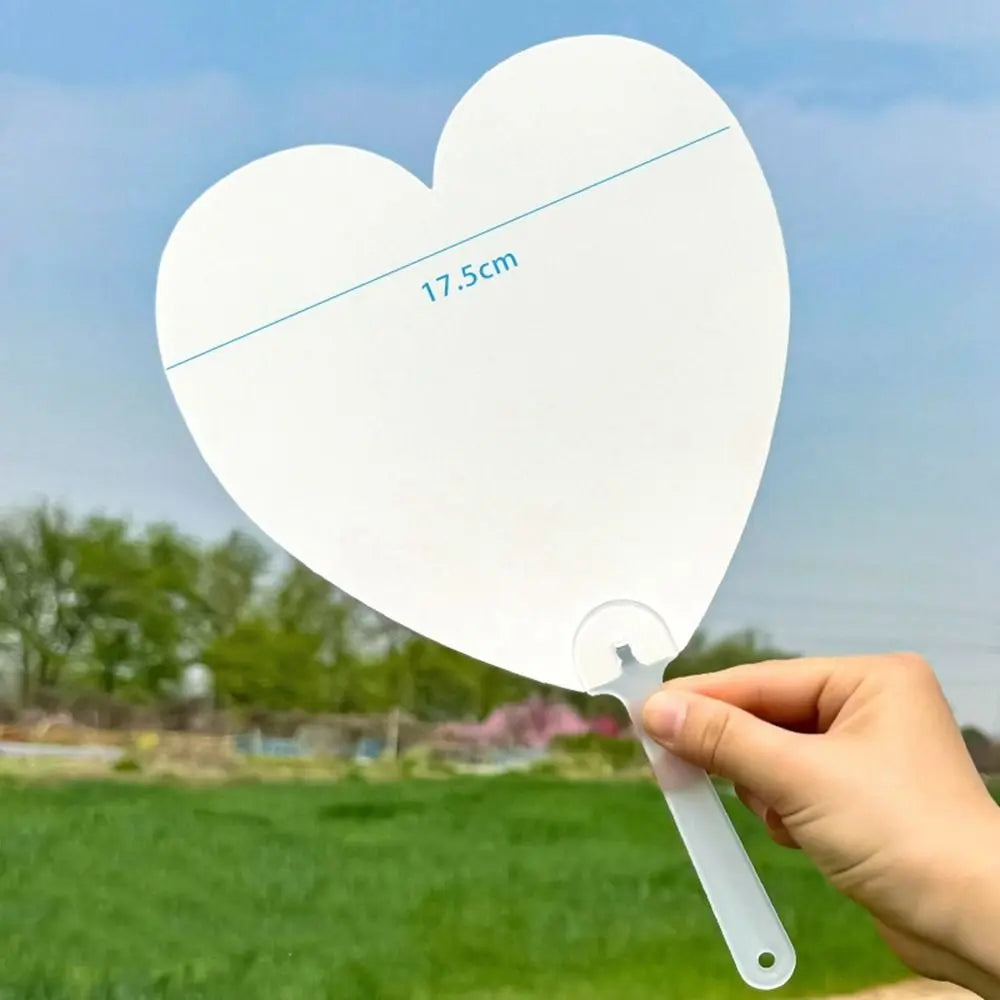 Multi-functional Plastic Transparent Fan Handheld Unfinished Graffiti Fans Thicken Round Blank Painting Fans Children Oasis Select White-style D