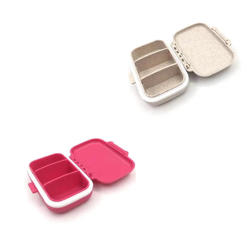 1/2/3pcs Mini Portable Pills Organizer Case 3 Grids PillBox Tablet Storage Container Weekly Medicine Pill's Box Pill Case Oasis Select Wheat-RoseRed