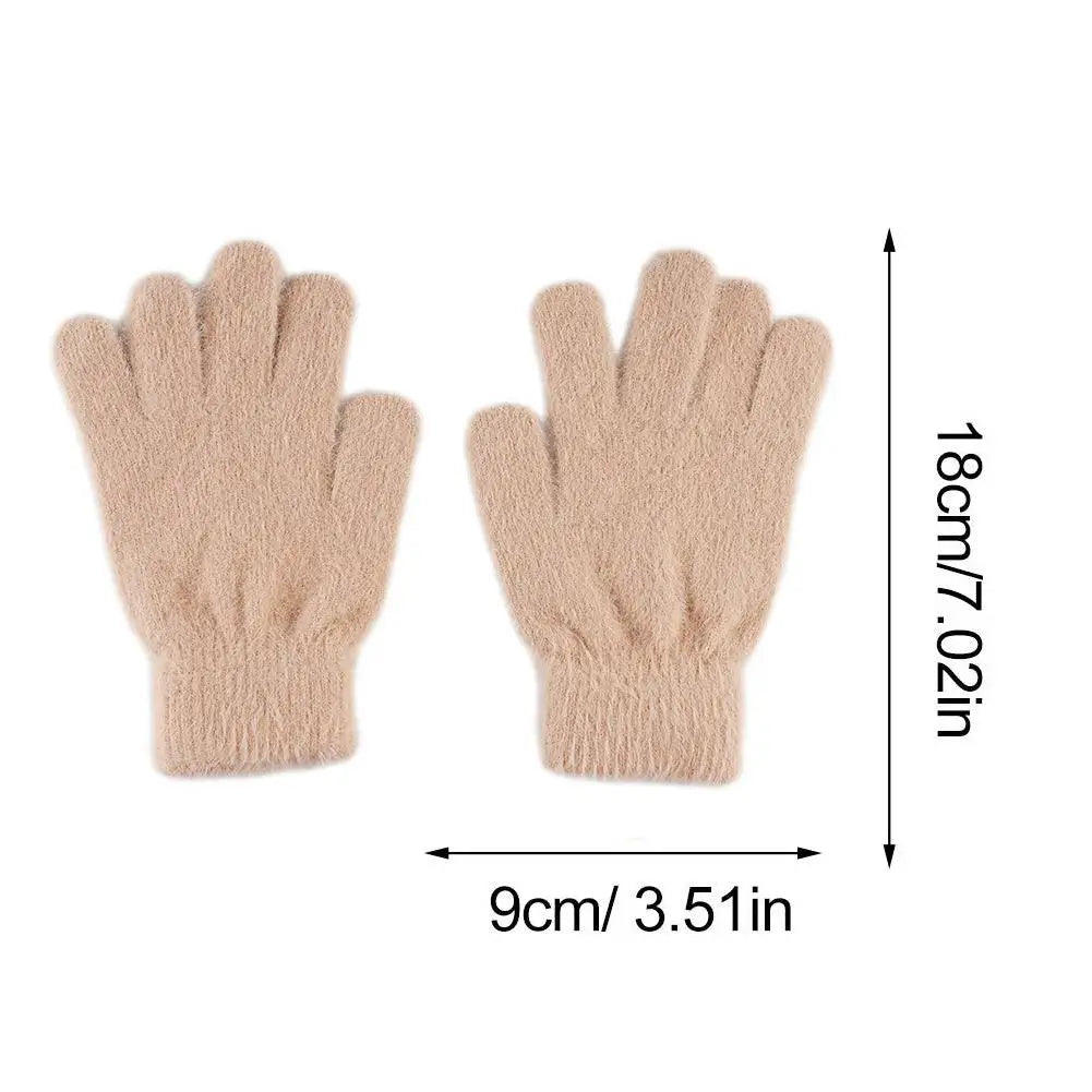 Fashion Winter Mink Velvet Five Finger Gloves Plush Warm Cold-proof Gloves Women Outdoors Cycling Solid Color Mittens Oasis Select