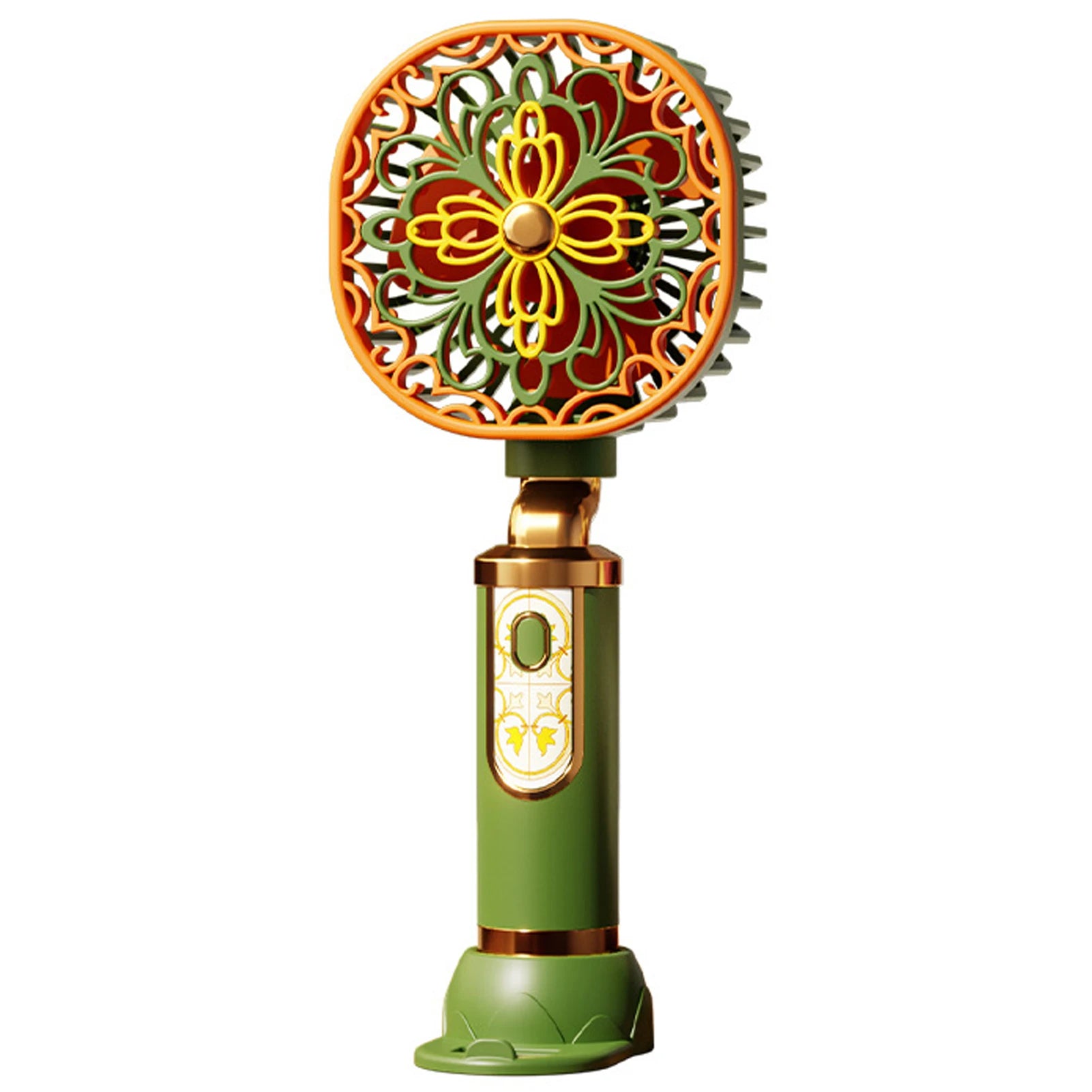 Vintage Floral Handheld Mini Fan – USB Rechargeable, 3 Speeds Handheld Portable Fan Oasis Select Green