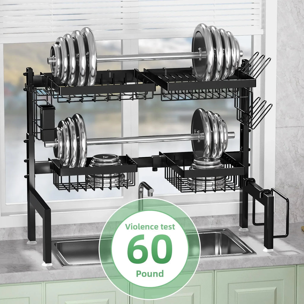Telescopic Kitchen Sink Shelf Dish Drain Rack Countertop Multifunctional Sink Wash Dish Storage Rack Oasis Select