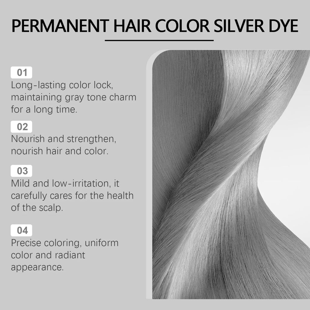 Gray Silver Hair Dye Cream – Metallic Smoky Punk Style 100g Hair Color Cream Oasis Select