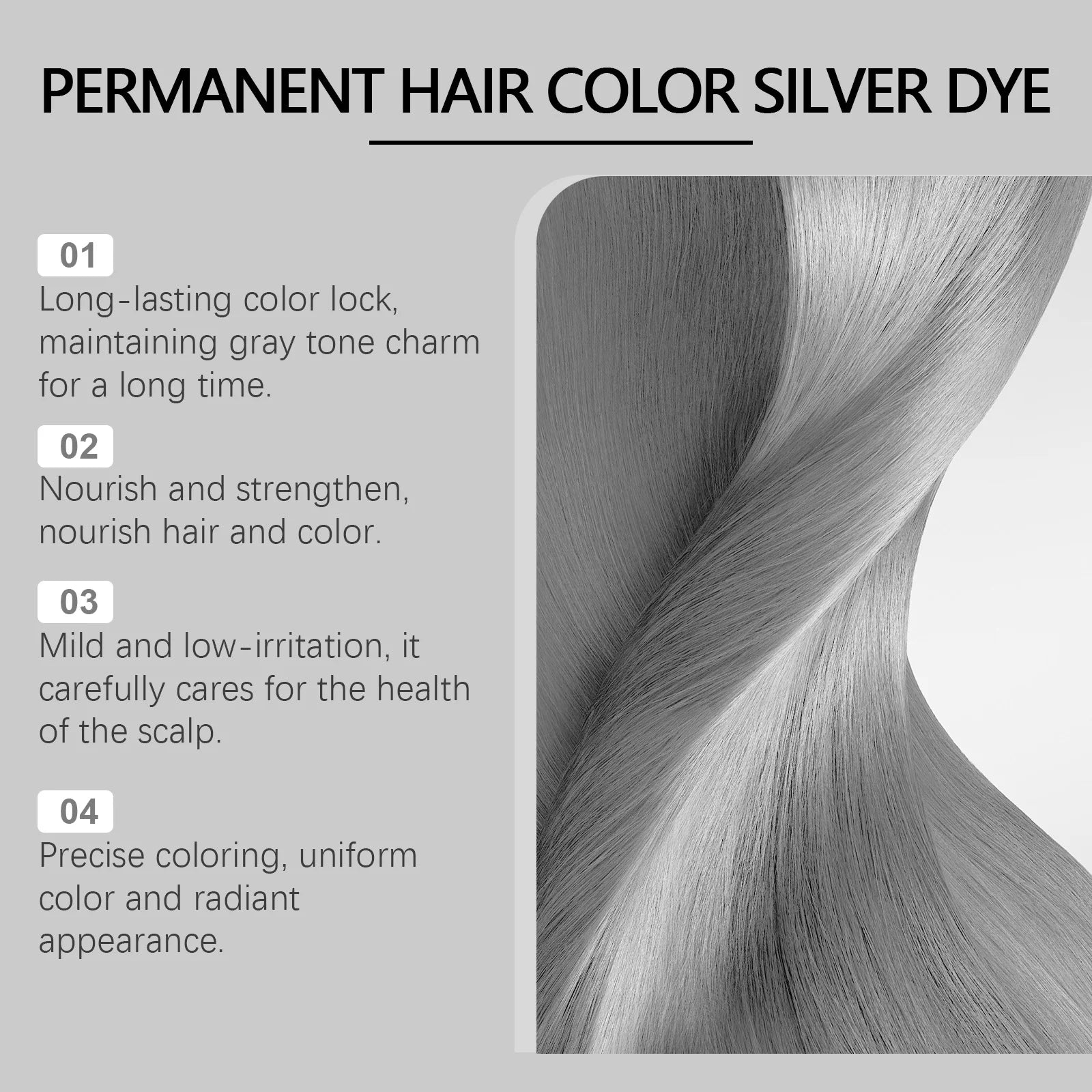 Gray Silver Hair Dye Cream – Metallic Smoky Punk Style 100g Hair Color Cream Oasis Select