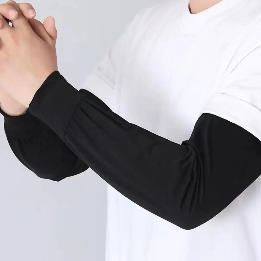 Durable UV Protection Sunscreen Ice Sleeves Loose Breathable Wear-resistant Outdoor Work Arm Warmers Men's Arm Sleeves Summer Oasis Select black