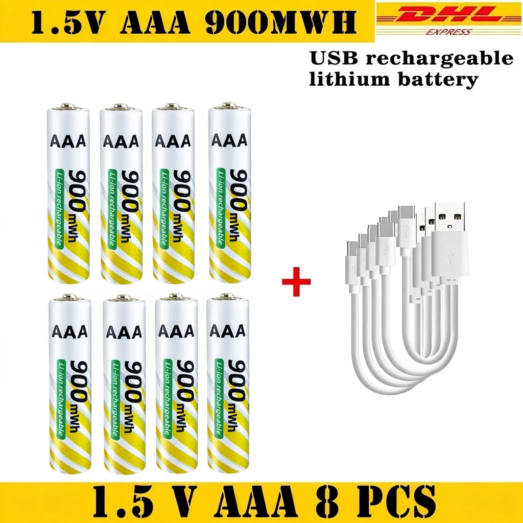 Li-ion AAA and AA Rechargeable Batteries USB Lithium-ion 3400mWh 1.5V AA Rechargeable Batteries+900mWh 1.5V AAA Battery Oasis Select AAA 8pcs-USB