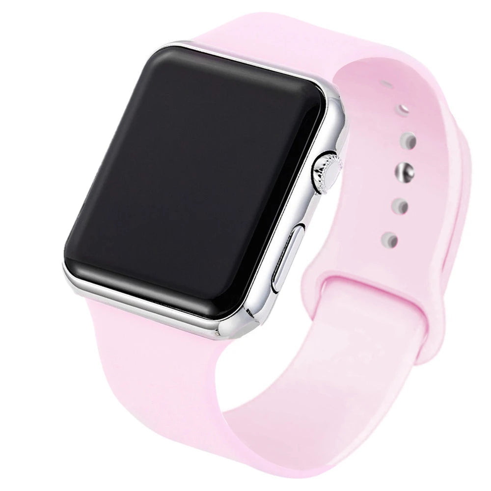 TINUORA Square LED Digital Watch – Unisex Casual Sports Wristwatch LED Digital Watch Oasis Select Pink Silver