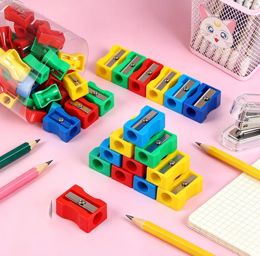 Mini Color Pencil Sharpener Curved Anti-slip Design Plastic Square Pencil Sharpener School Reward Stationery Oasis Select