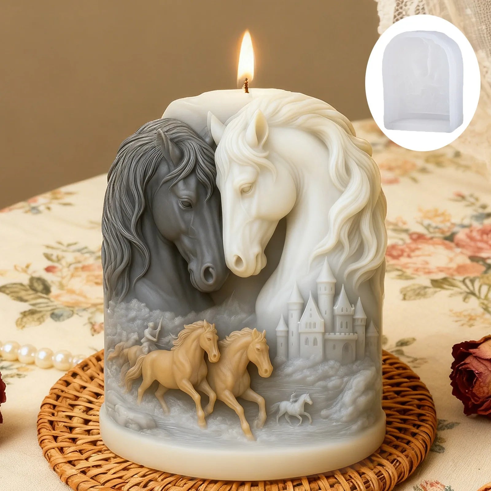 Double Horse Head Silicone Mold – Candle, Soap & Resin Craft