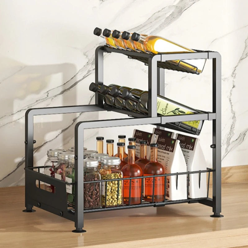 Kitchen seasoning rack lower sink storage rack diagonal seasoning rack multi-functional pumping kitchen supplies finishing rack Oasis Select