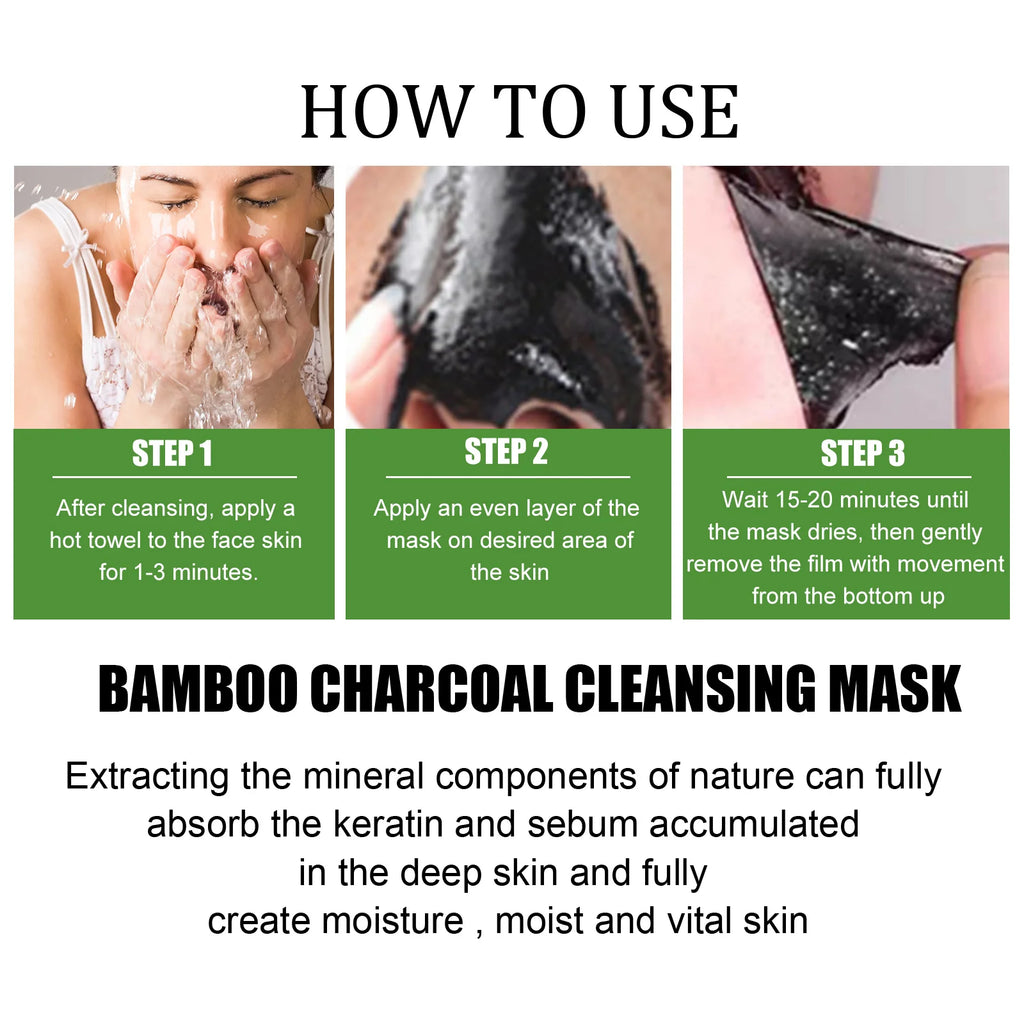 Bamboo Charcoal Facial Blackhead Remover Mask Deep Cleansing Shrink Pore Nose Black Dots Peel off Remove Stickers Skin Care Oasis Select