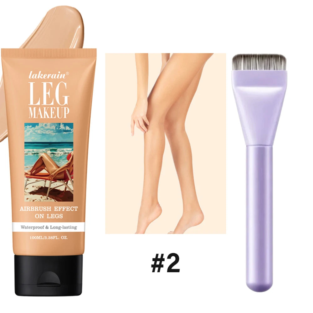 Lakerain Bronze Leg Body Foundation Cream 100ml + Free Brush