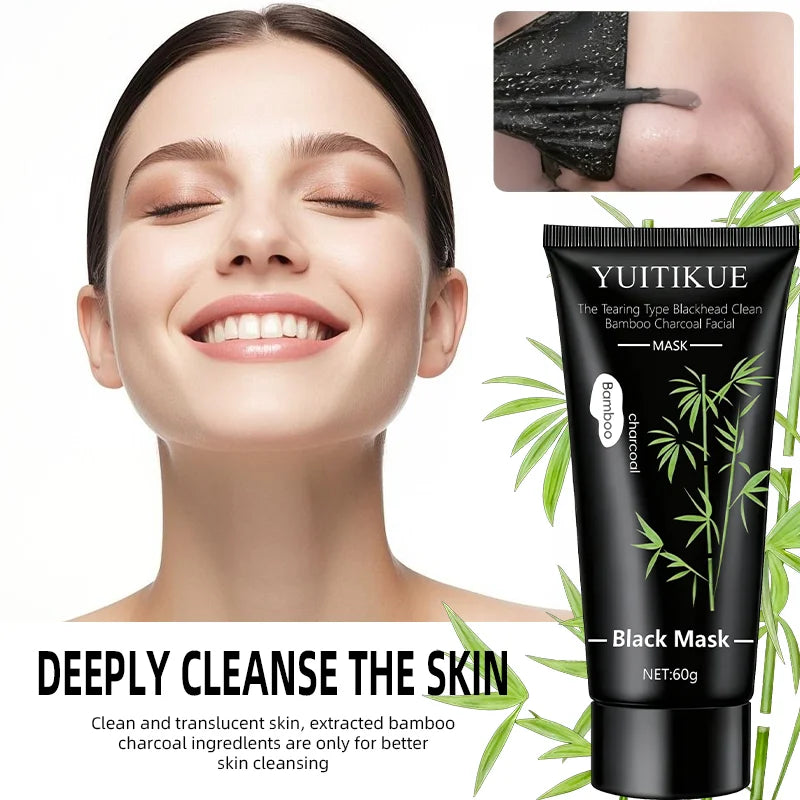 YUITIKUE Bamboo Charcoal Black Mask 60g - Tearing Type Deep Cleanse, Blackhead Removal for Clear Skin Oasis Select