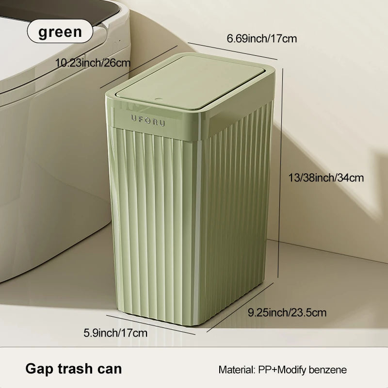 1pc Push-button waste bin, large capacity, non-slip base, sealed odour-proof lid, suitable for kitchens, bathrooms, offices Oasis Select Minimalist green