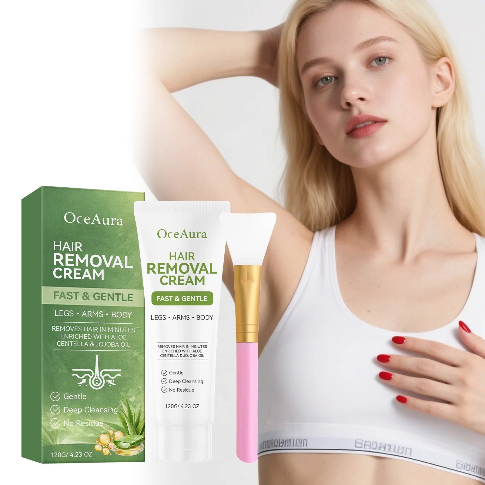 OceAura Painless Hair Removal Cream – Legs, Arms & Underarms Hair Removal Cream Oasis Select