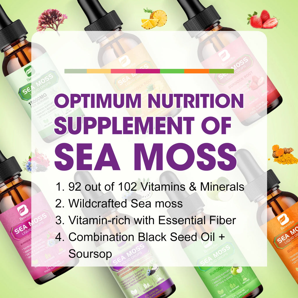 BEWORTHS 60ML Sea Moss Extract Drop Support Immunity and Kidney Health, Promote Digestion and Antioxidation Oasis Select