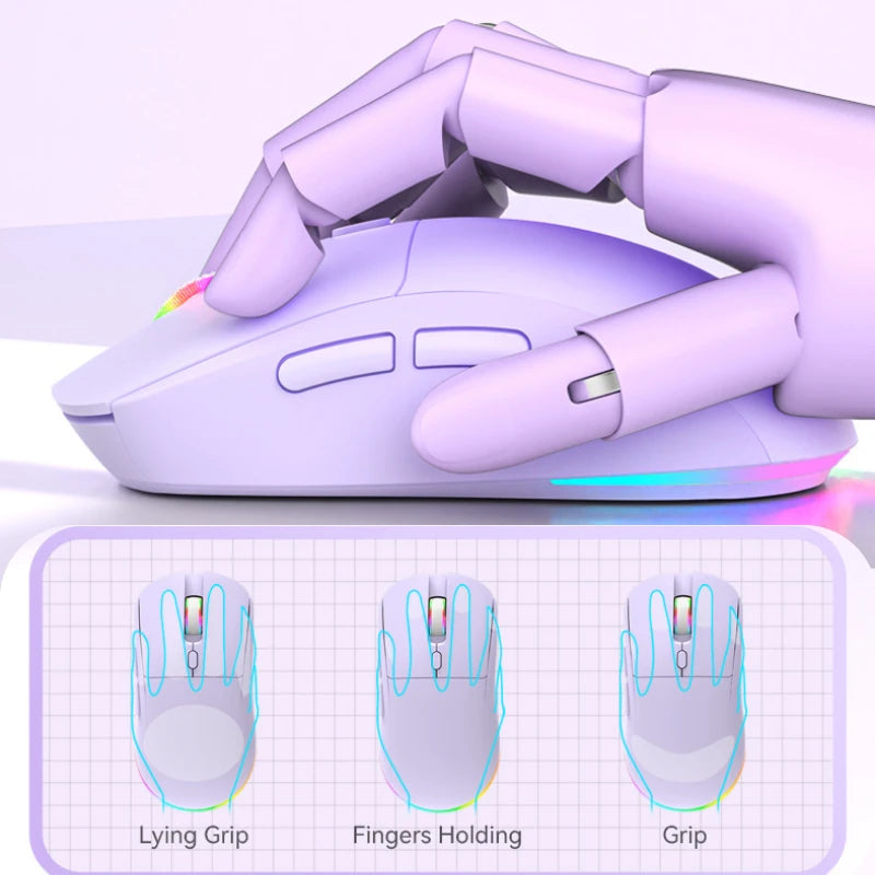 Tri-mode RGB Gaming Mouse Dual BT/2.4G/USB Wired Mouse Rechargeable Mouse 6 Button 4800DPI Bluetooth 5.3 Mouse for Laptop Tablet Oasis Select
