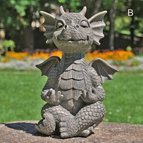 Mini Dinosaur Shape Sculpture Garden Statue Dragon Meditation Statue Lighting Resin Ornament Outdoor Yard Decoration Home Decor Oasis Select light green China Mainland