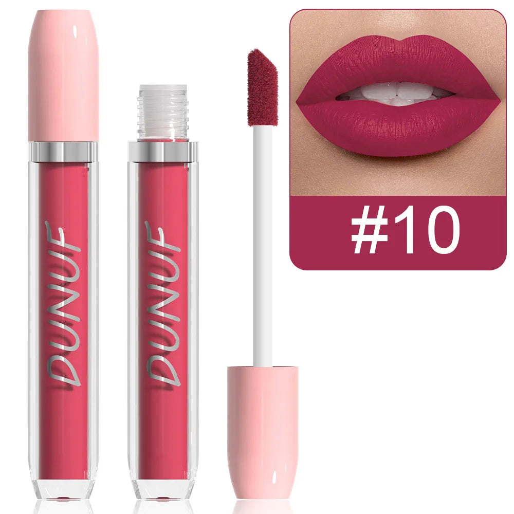 DUNUF Matte Lip Gloss – Waterproof High Pigment Velvet Lipstick