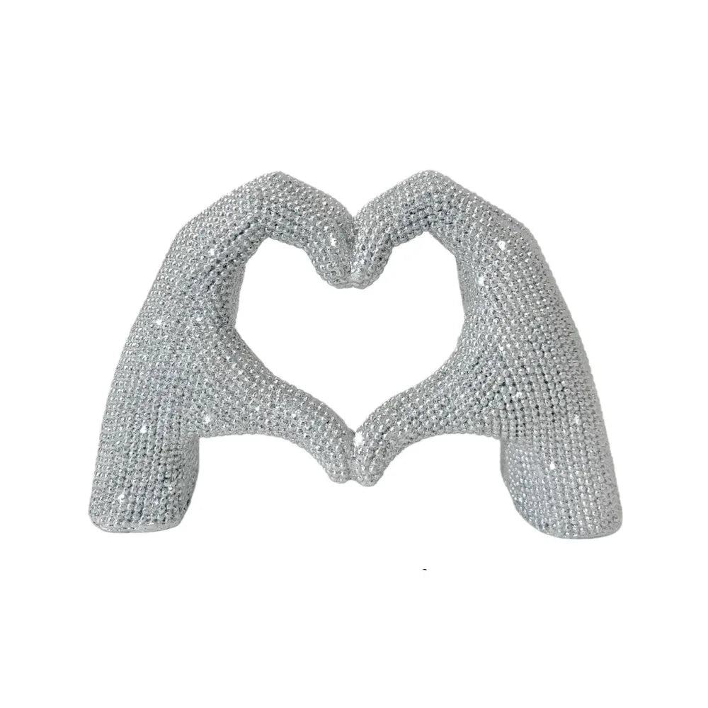 Abstract Resin Heart Finger Sculpture – Decorative Love Statue