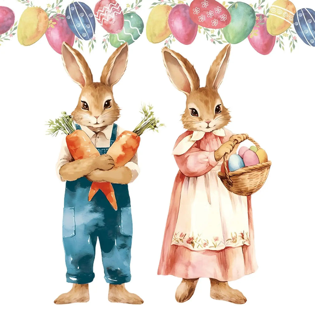 rabbits Easter stickers creative self-adhesive decoration Bedroom Background Decoration Mural Cute Rabbit Kids Room Home Decor Oasis Select