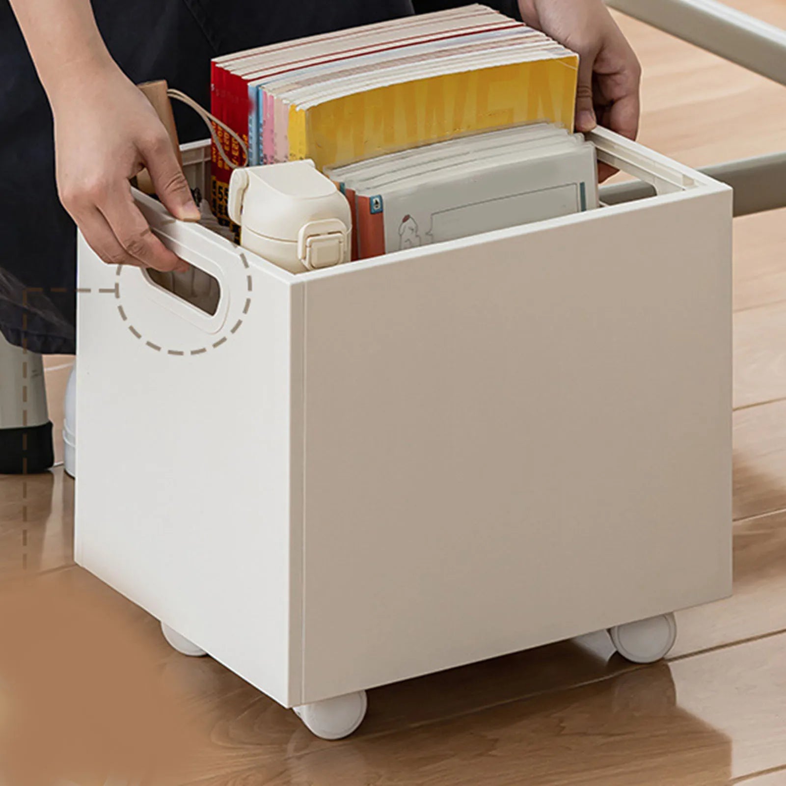 Book Box Book Storage Box with Side Handles Stackable 50kg Load Bearing Multifunctional Use File Storage Bins Oasis Select