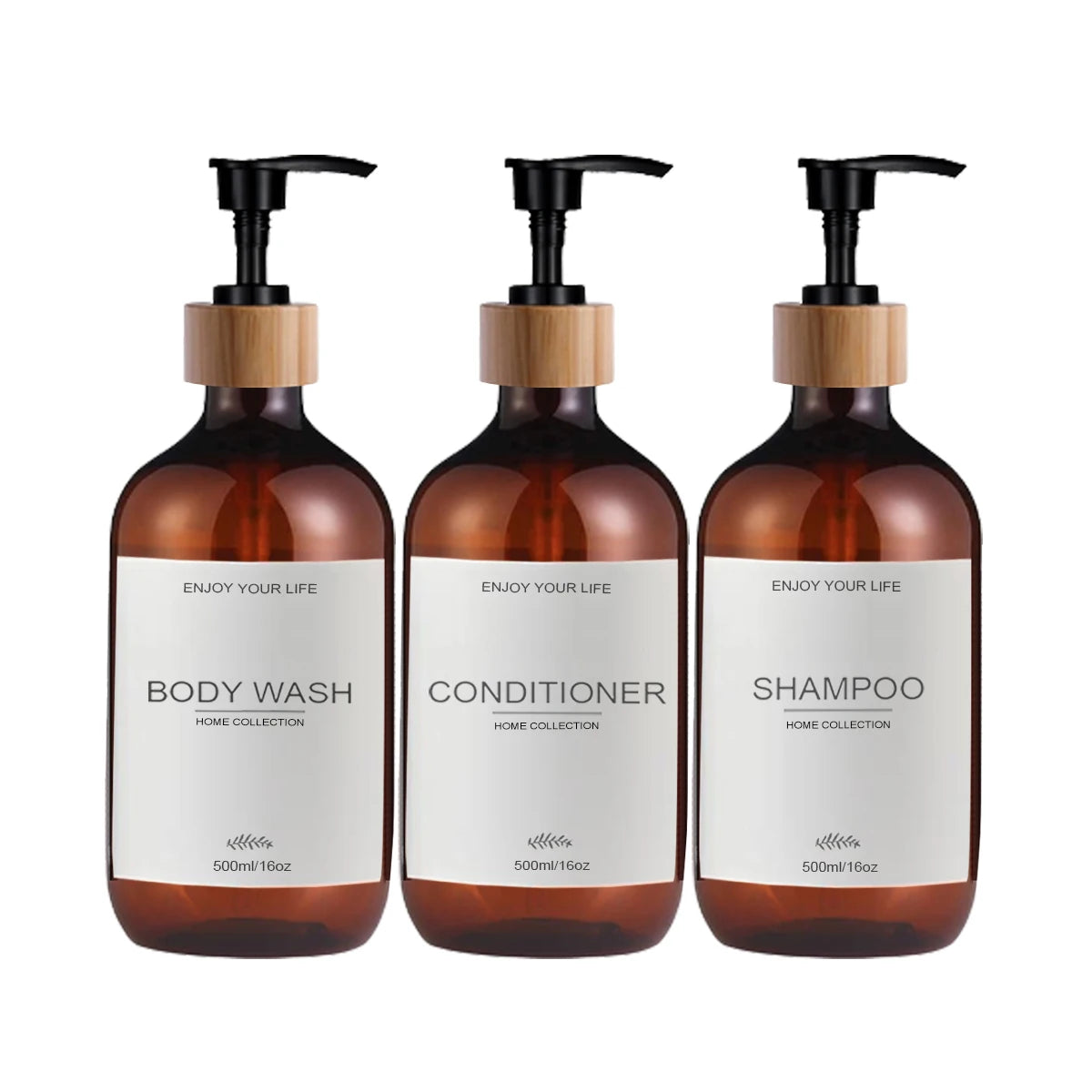 500ml Shampoo & Conditioner Pump Dispenser Bottles – 3 Pack Pump Dispenser Bottles Oasis Select Brown 1